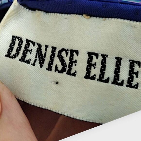 VTG Denise Elle Formal Gown‎ Sz Medium Blue Silk Beaded 80s Maxi Mermaid Glam - Picture 6 of 16